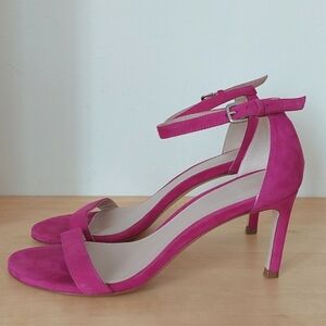 Stuart weitzman nunakedstraight sandals in royal fuchsia 80mm